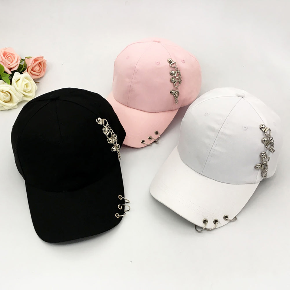 Fashion Metal Ring Hip-Hop Baseball Cap Anti-UV Light Outdoor Women Sports Hat