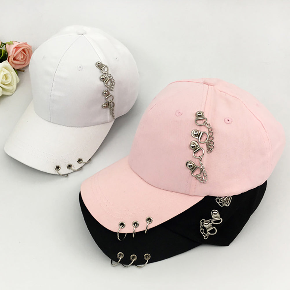 Fashion Metal Ring Hip-Hop Baseball Cap Anti-UV Light Outdoor Women Sports Hat