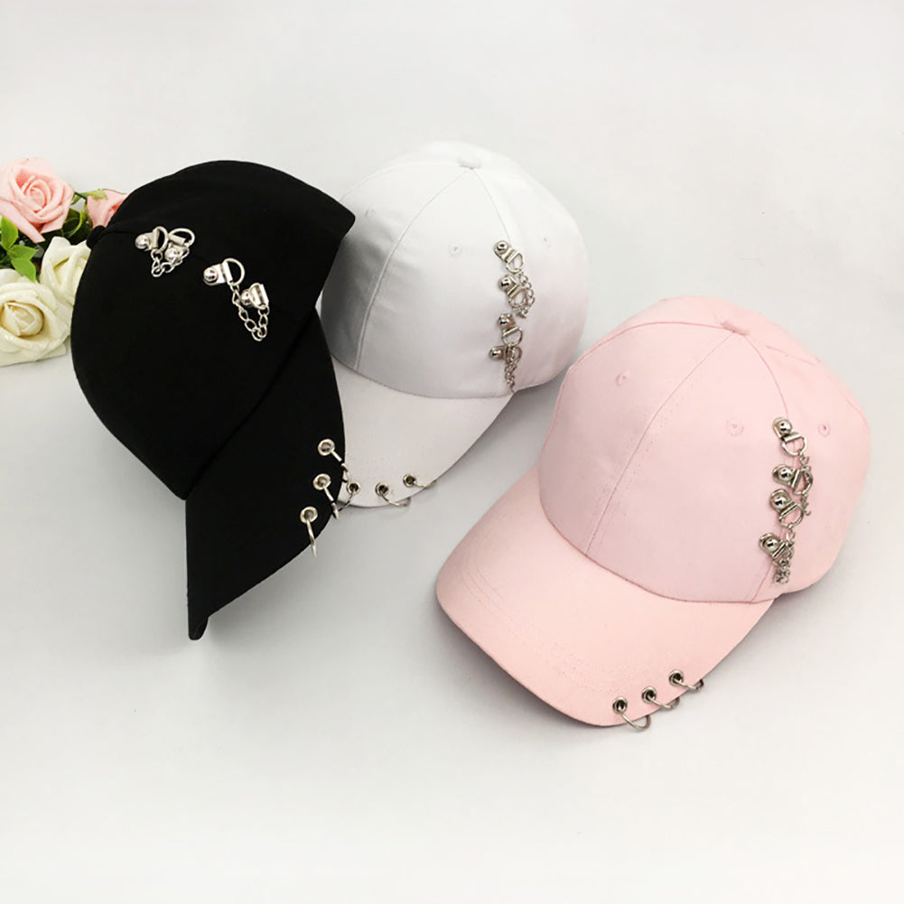 Fashion Metal Ring Hip-Hop Baseball Cap Anti-UV Light Outdoor Women Sports Hat