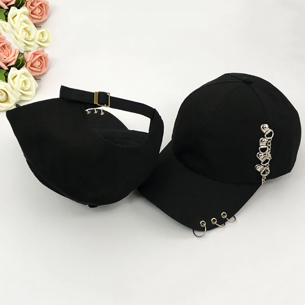 Fashion Metal Ring Hip-Hop Baseball Cap Anti-UV Light Outdoor Women Sports Hat