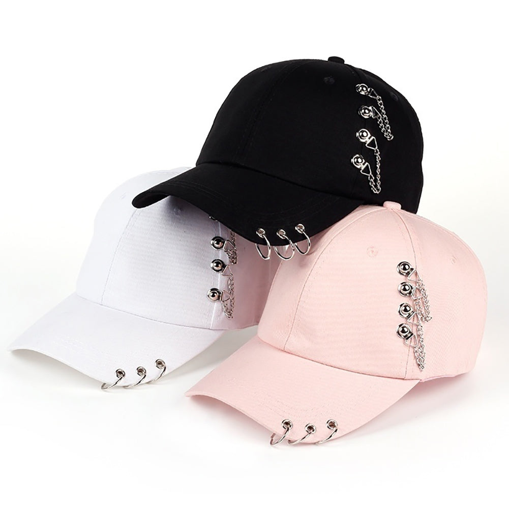 Fashion Metal Ring Hip-Hop Baseball Cap Anti-UV Light Outdoor Women Sports Hat