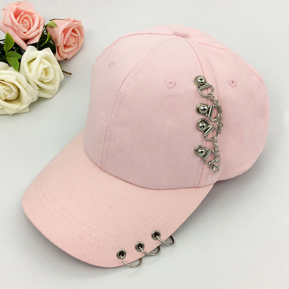 Fashion Metal Ring Hip-Hop Baseball Cap Anti-UV Light Outdoor Women Sports Hat