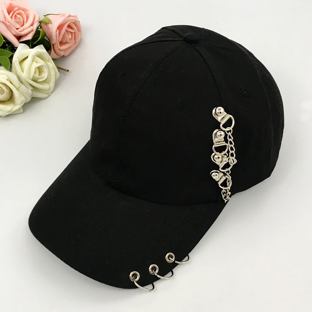 Fashion Metal Ring Hip-Hop Baseball Cap Anti-UV Light Outdoor Women Sports Hat
