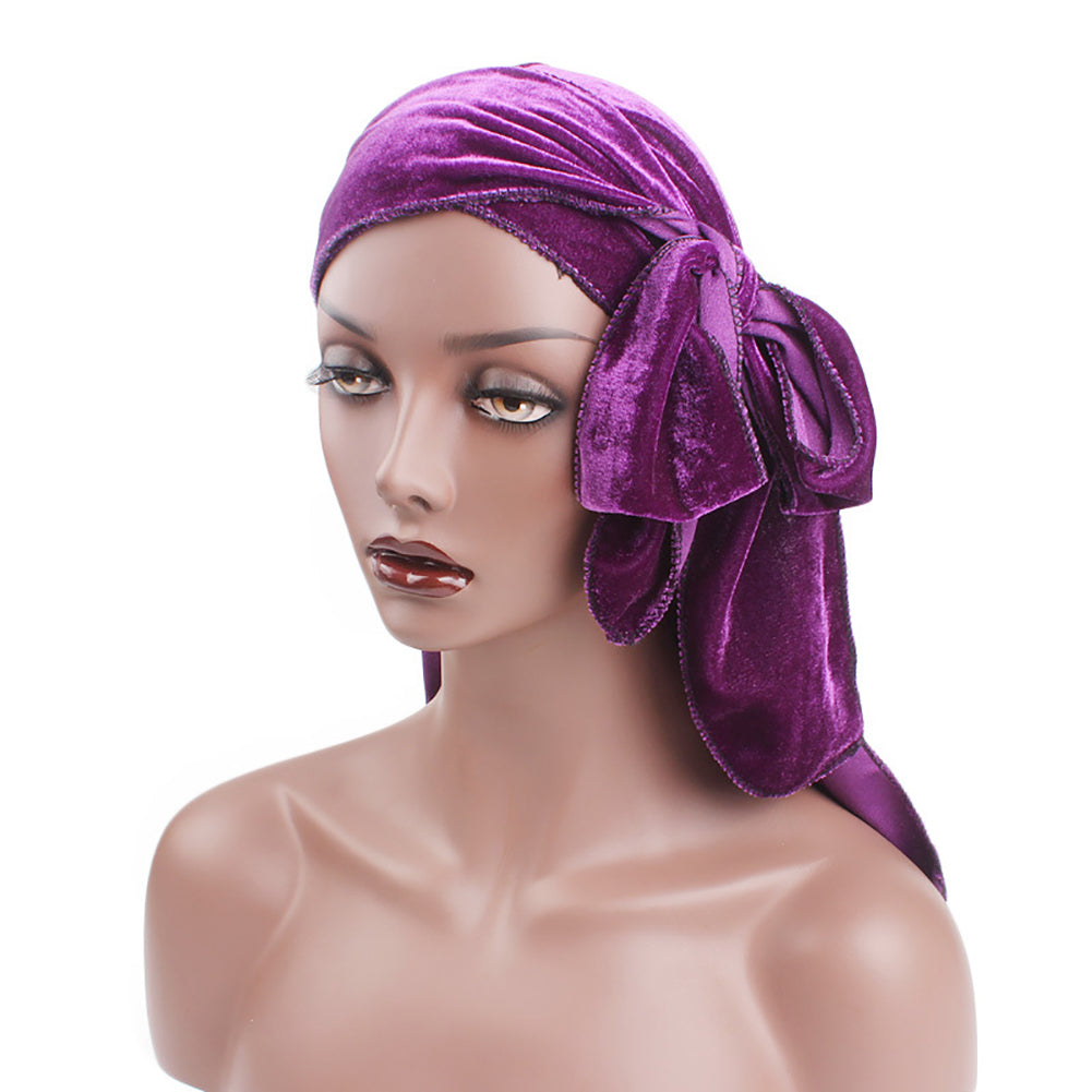 Velvet Unisex Hair Loss Cancer Chemo Hat Muslim Beanie Turban Head Wrap Cap