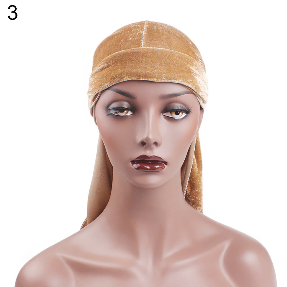 Velvet Unisex Hair Loss Cancer Chemo Hat Muslim Beanie Turban Head Wrap Cap