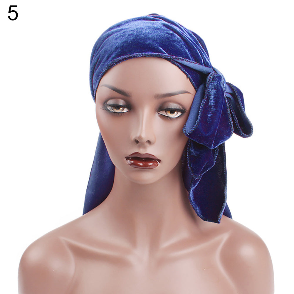 Velvet Unisex Hair Loss Cancer Chemo Hat Muslim Beanie Turban Head Wrap Cap