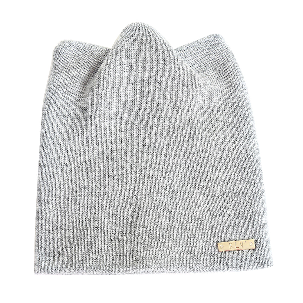 Lovely Cat Ears Solid Color Women Knitted Beanie Cap Head Warmer Outdoor Hat