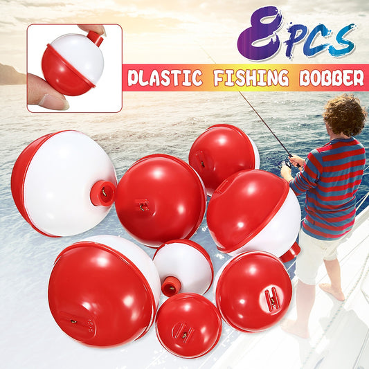 8Pcs/Set 4 Sizes Plastic Sea Fishing Round Float Bobbers Drift Bait Indicator