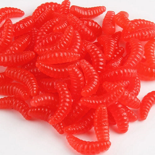 50 Pcs Soft Silicone Mealworms Maggot Grub Worm Fishing Lures Bait Tackle