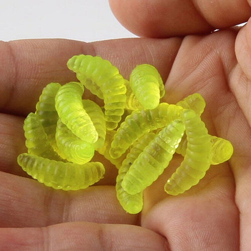 50 Pcs Soft Silicone Mealworms Maggot Grub Worm Fishing Lures Bait Tackle