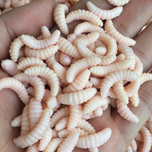 50 Pcs Soft Silicone Mealworms Maggot Grub Worm Fishing Lures Bait Tackle