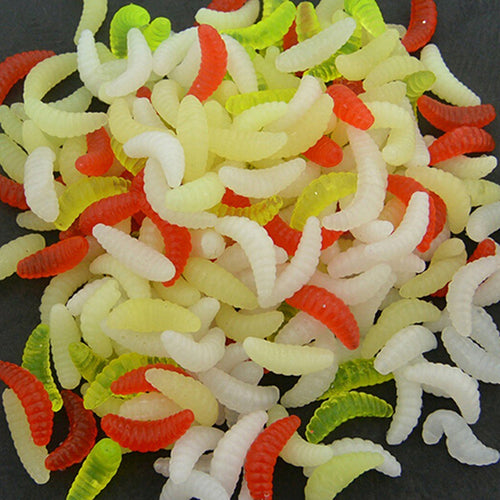 50 Pcs Soft Silicone Mealworms Maggot Grub Worm Fishing Lures Bait Tackle