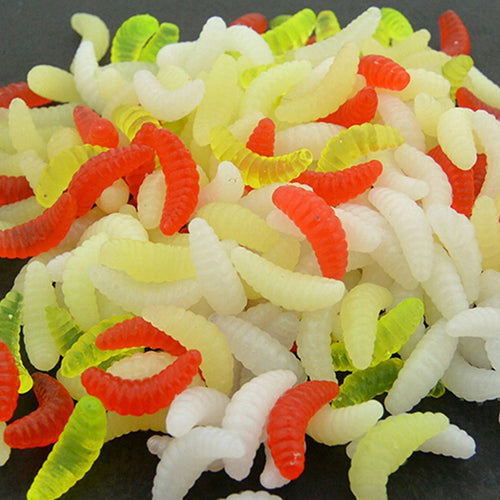 50 Pcs Soft Silicone Mealworms Maggot Grub Worm Fishing Lures Bait Tackle