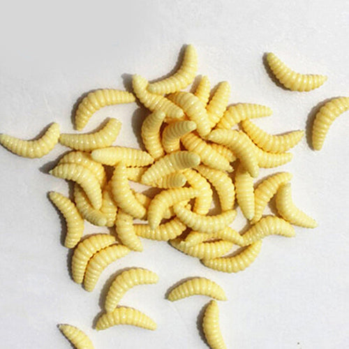 50 Pcs Soft Silicone Mealworms Maggot Grub Worm Fishing Lures Bait Tackle