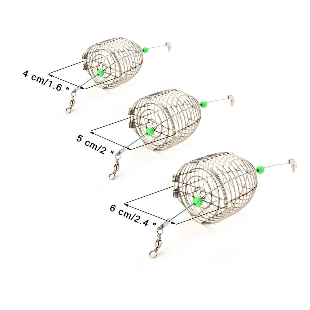 5Pcs Fishing Holder Baskets Stainless Steel Fish Lure Cage Trap Bait Feeder