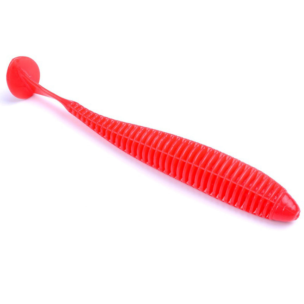 10Pcs Soft Faux Worm Baits T Tail Fly Fishing Tackle Silicone Rubber Fish Lure