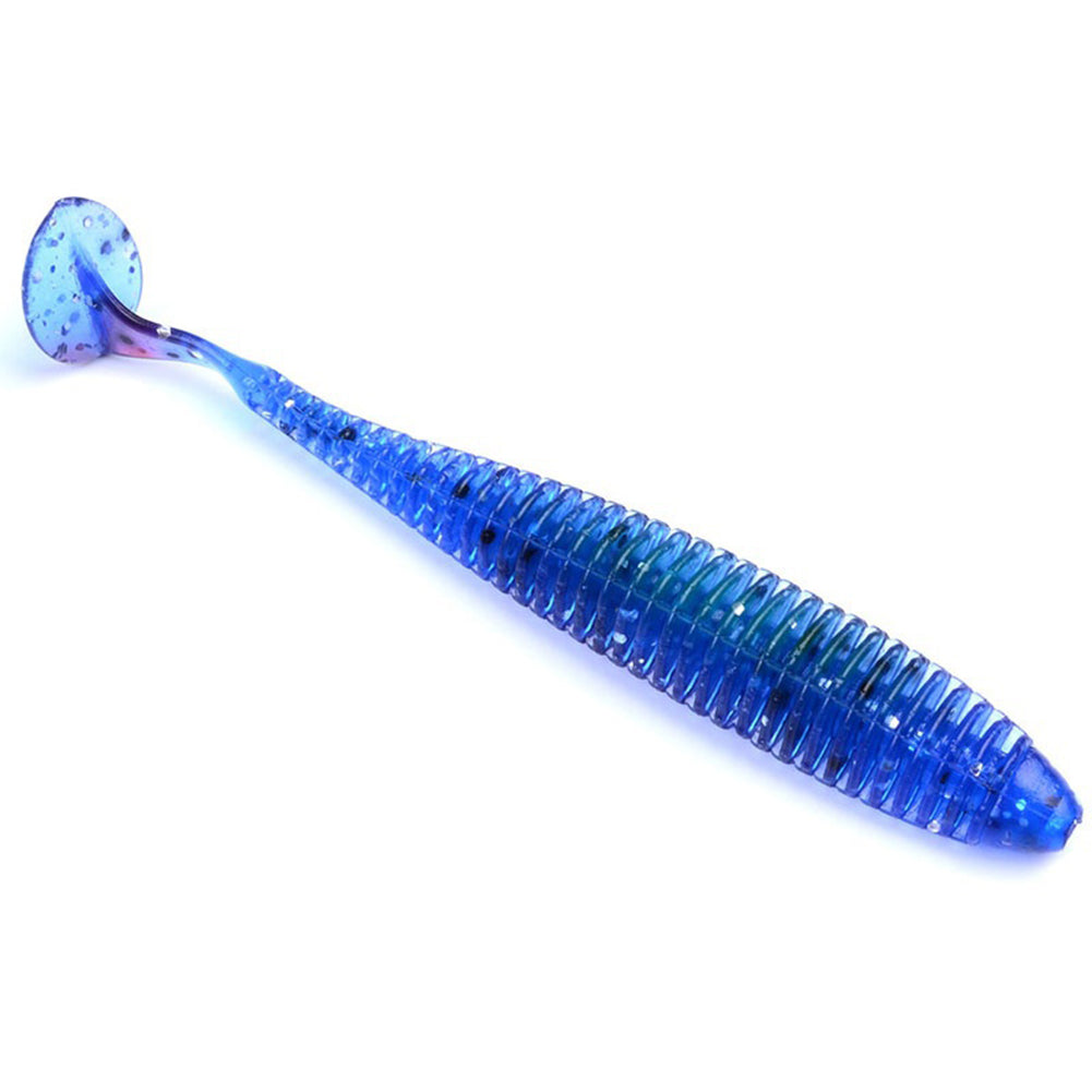 10Pcs Soft Faux Worm Baits T Tail Fly Fishing Tackle Silicone Rubber Fish Lure