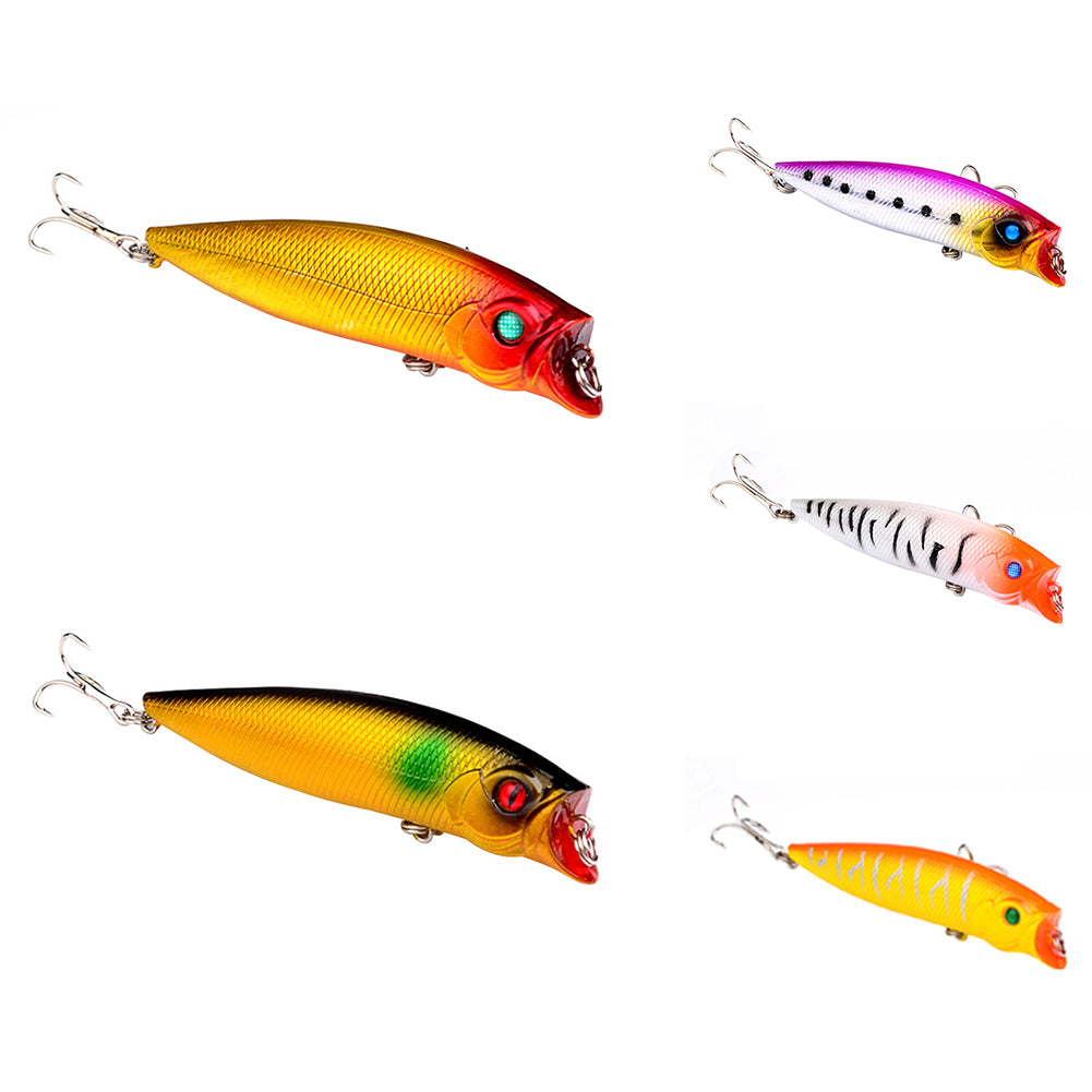 Colorful Painted Fish Shape 9cm 3D Eyes Fishing Hard Lure Bait Hooks Tool