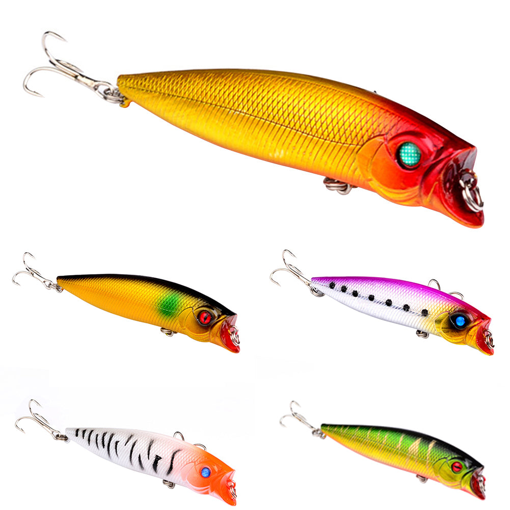 Colorful Painted Fish Shape 9cm 3D Eyes Fishing Hard Lure Bait Hooks Tool