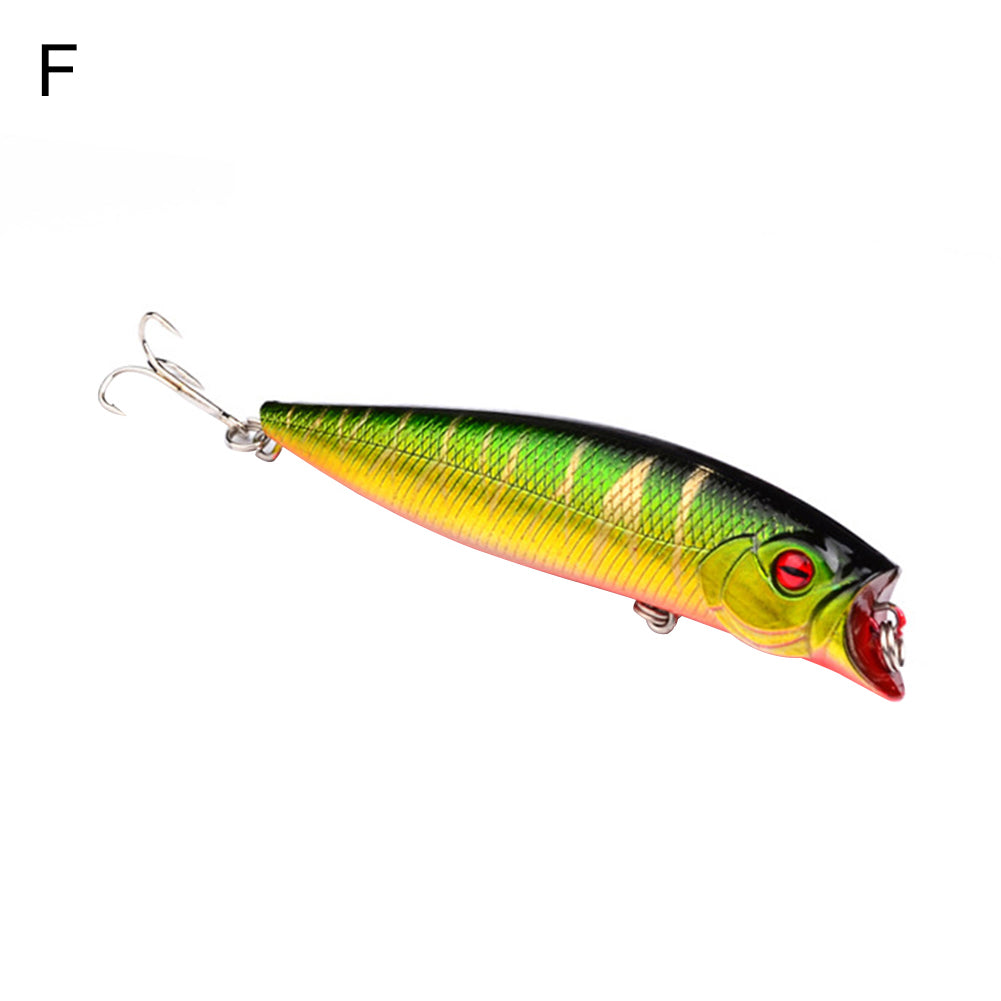 Colorful Painted Fish Shape 9cm 3D Eyes Fishing Hard Lure Bait Hooks Tool