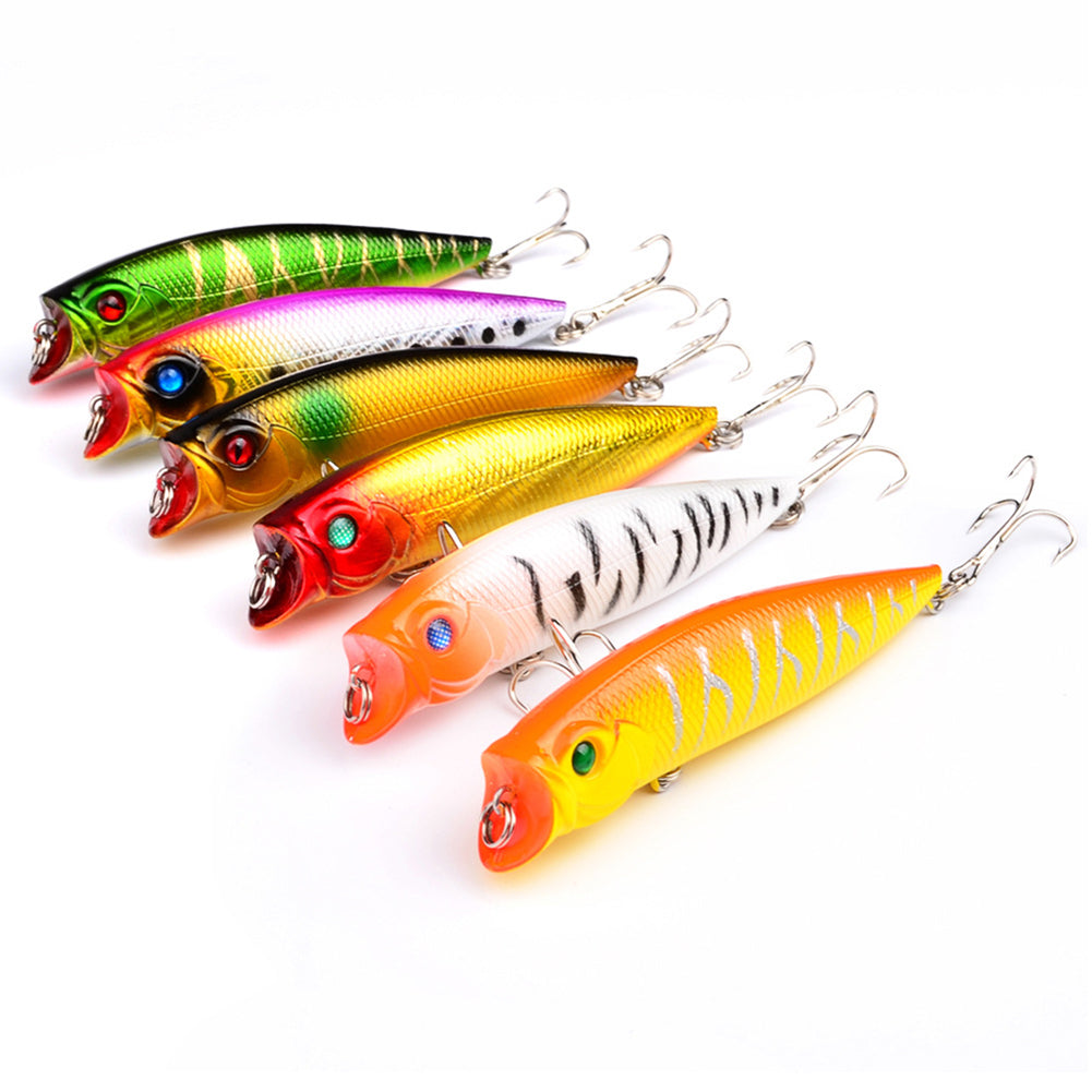 Colorful Painted Fish Shape 9cm 3D Eyes Fishing Hard Lure Bait Hooks Tool