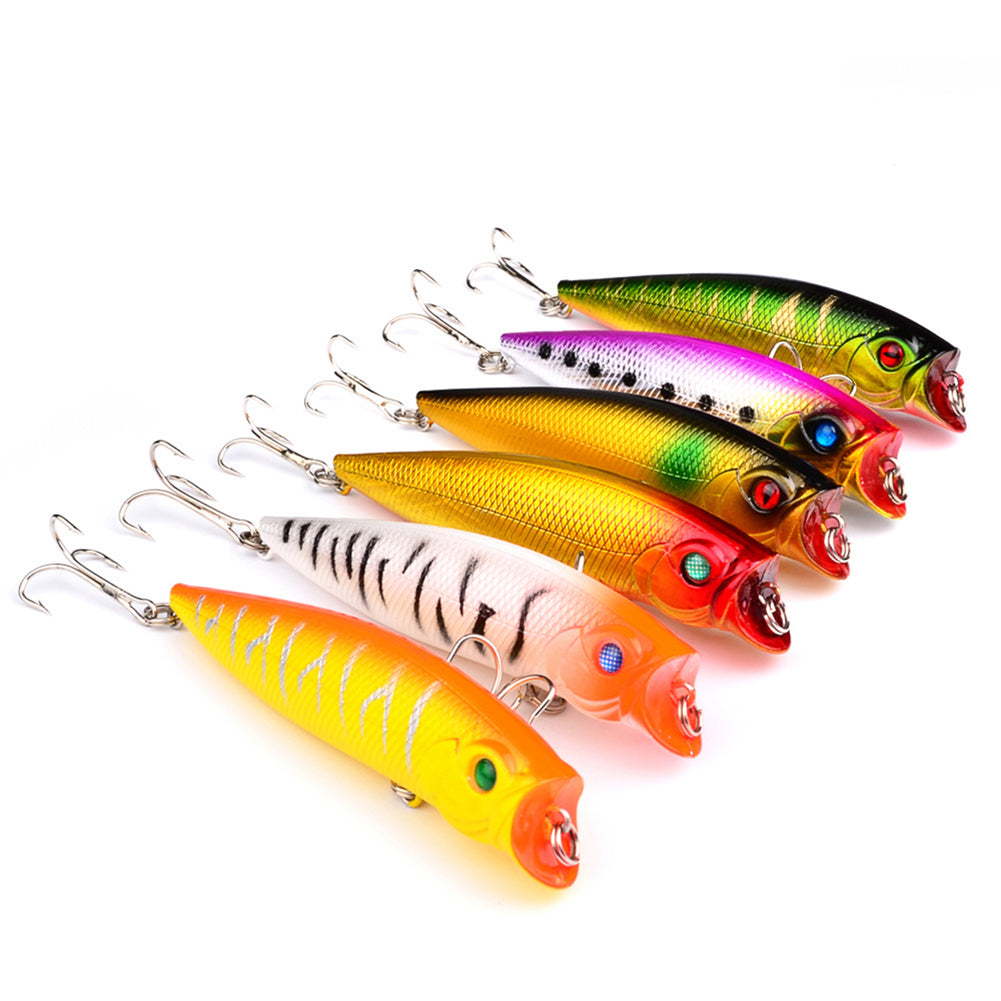Colorful Painted Fish Shape 9cm 3D Eyes Fishing Hard Lure Bait Hooks Tool