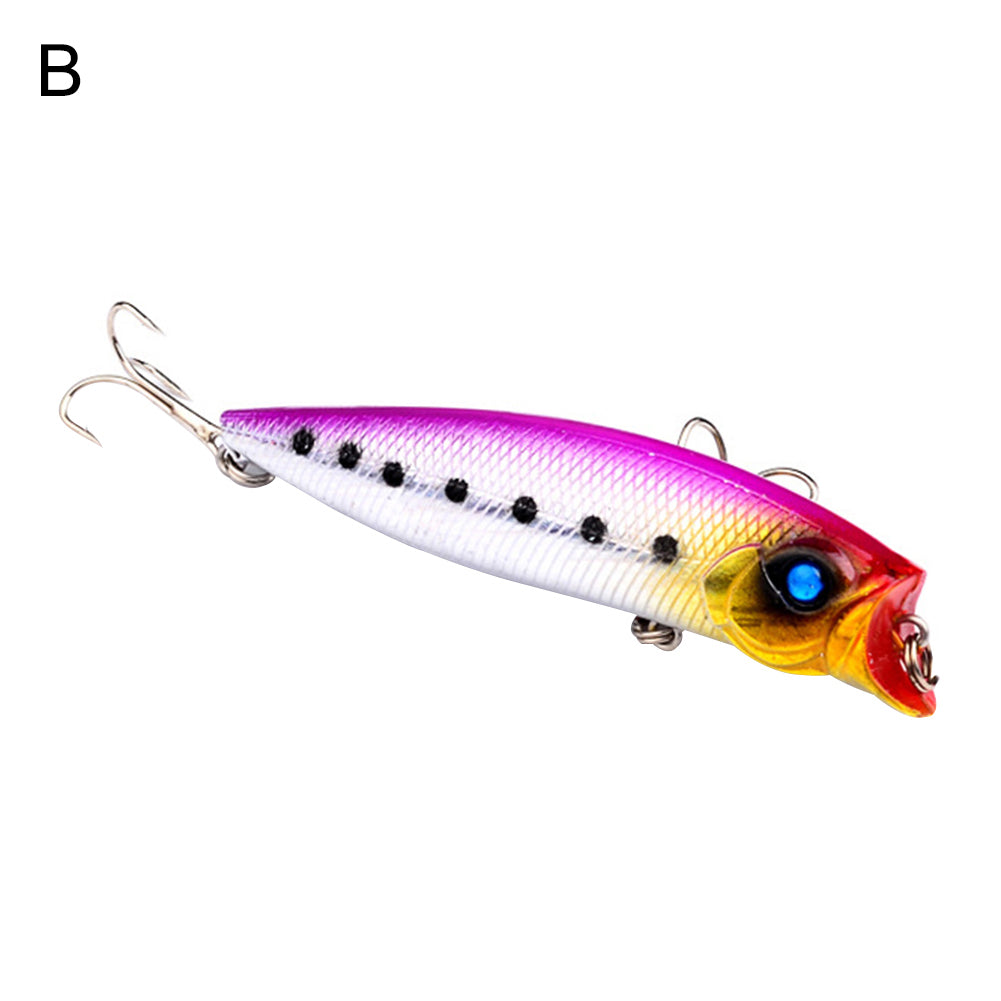 Colorful Painted Fish Shape 9cm 3D Eyes Fishing Hard Lure Bait Hooks Tool