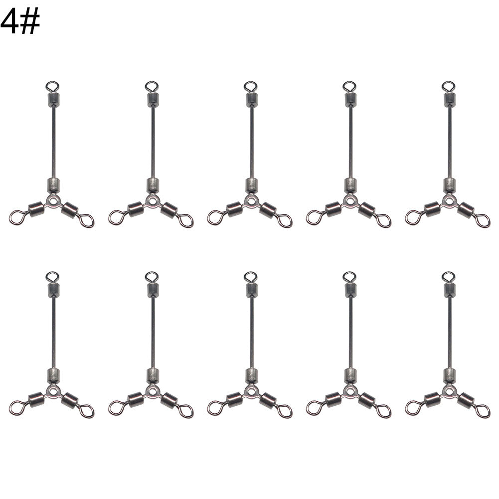 10Pcs Long Fishing Connector Rolling Swivel Stainless Steel 3 Way Swivel Sea