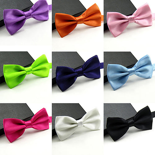 Men Classic Solid Color Bowtie Necktie Tuxedo Wedding Party Adjustable Bow Tie