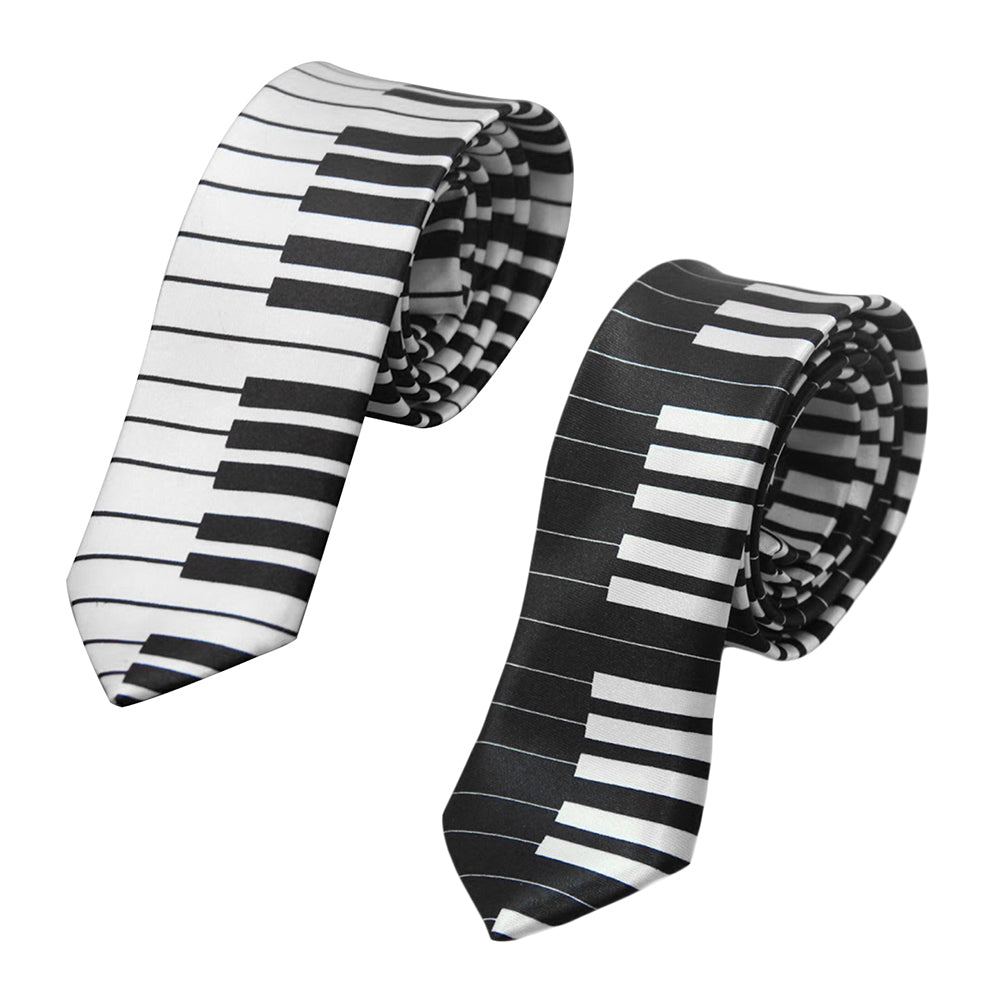 Men's Black and White Piano Keys Necktie Slim Narrow Wedding Party Tie Gift