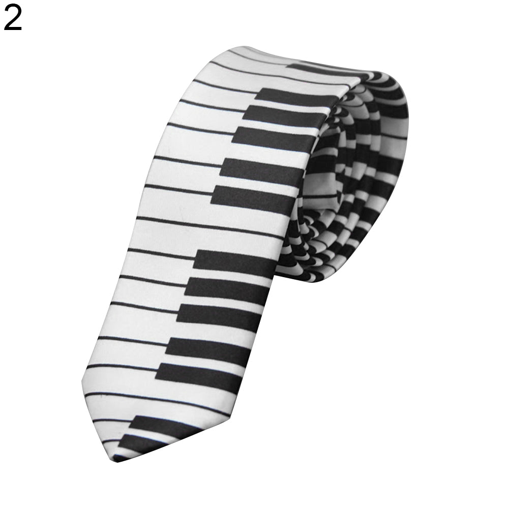 Men's Black and White Piano Keys Necktie Slim Narrow Wedding Party Tie Gift