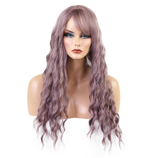 Women Fashion Bright Color Cosplay Party Cocktail Long Curly Hair Full Wig