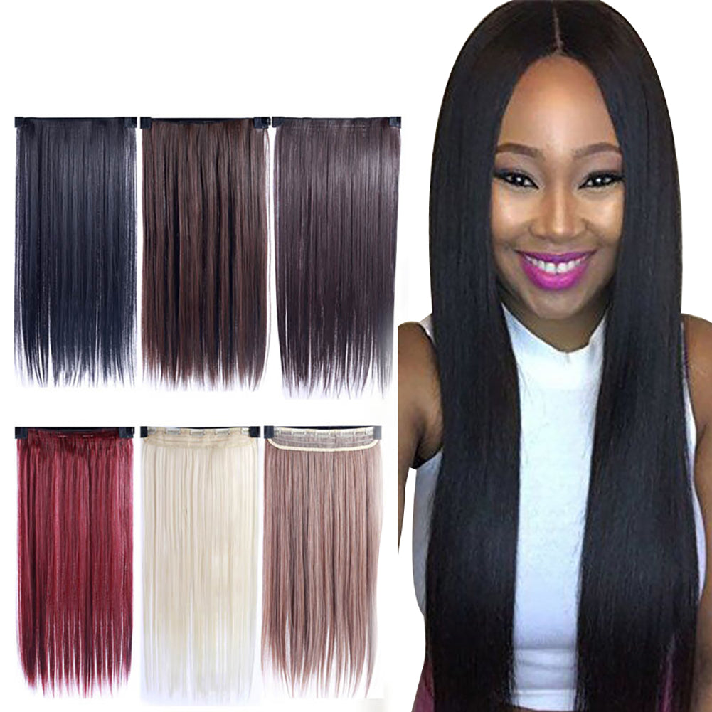 Women Fashion Full Head Clip-on Wig Hair Extensions Long Straight Hairpiece