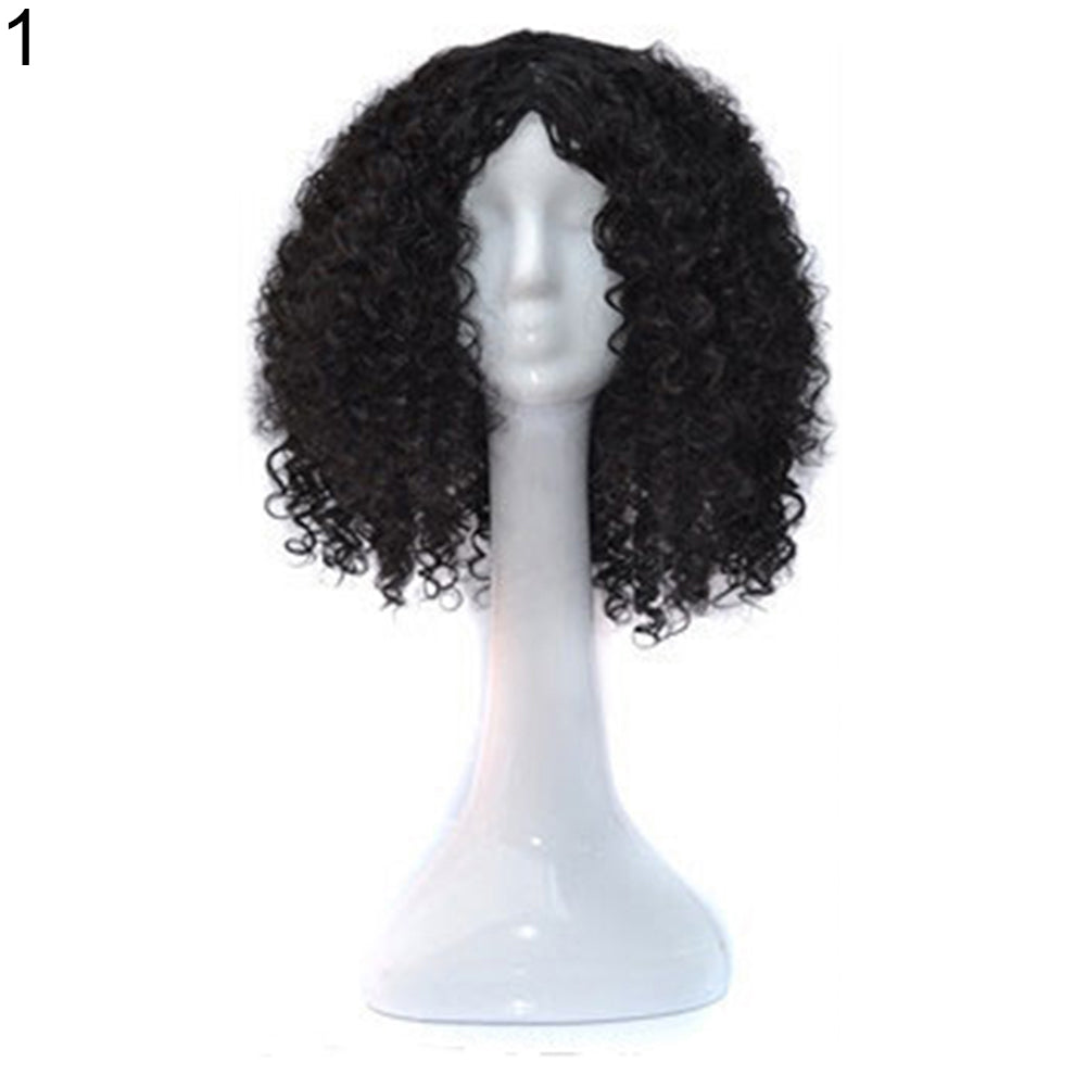 Black Women Synthetic Short Curly Hair African American Mixed Color Wig Cap