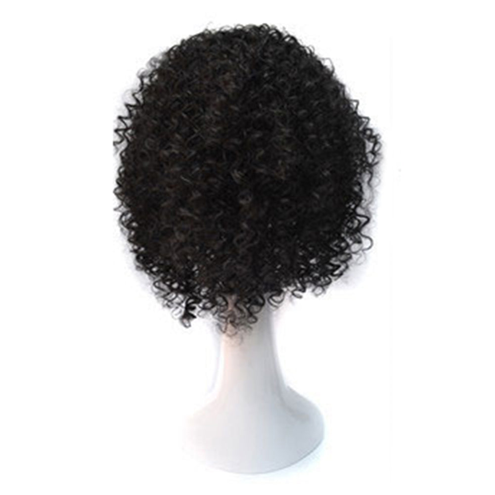 Black Women Synthetic Short Curly Hair African American Mixed Color Wig Cap