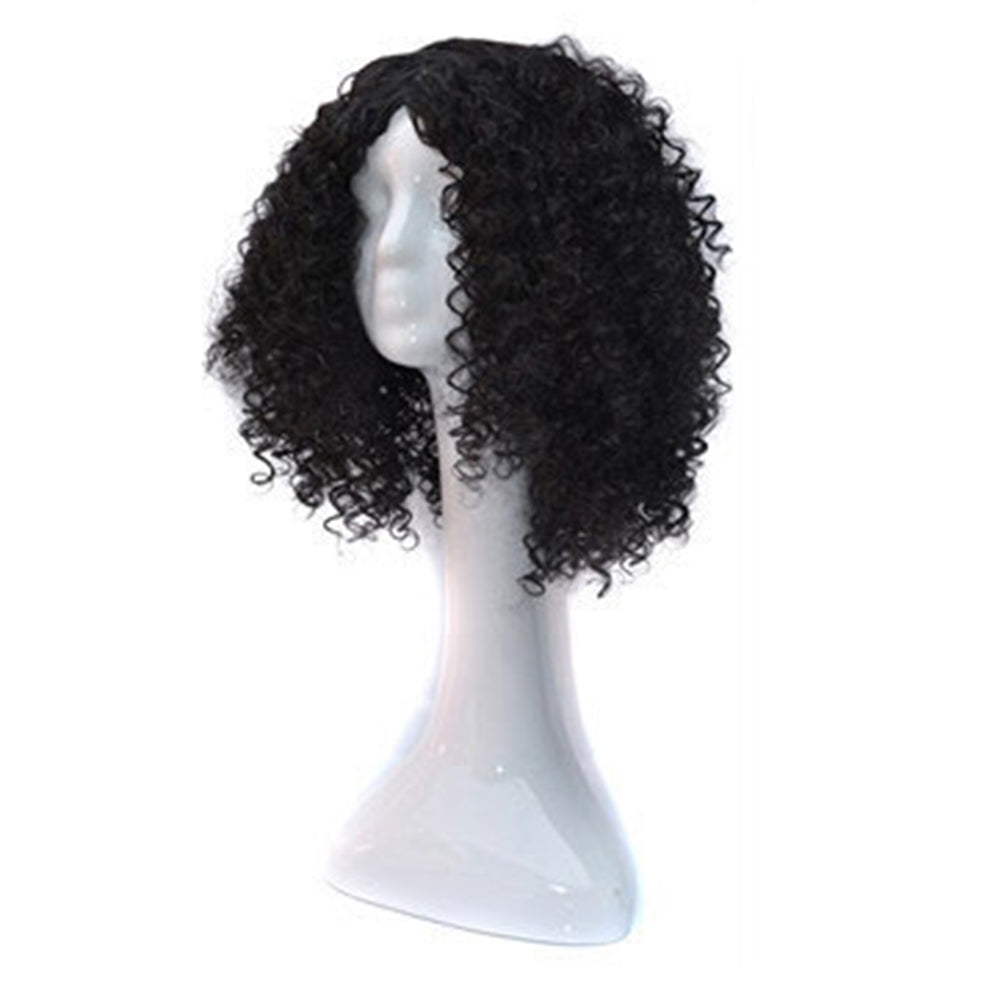 Black Women Synthetic Short Curly Hair African American Mixed Color Wig Cap