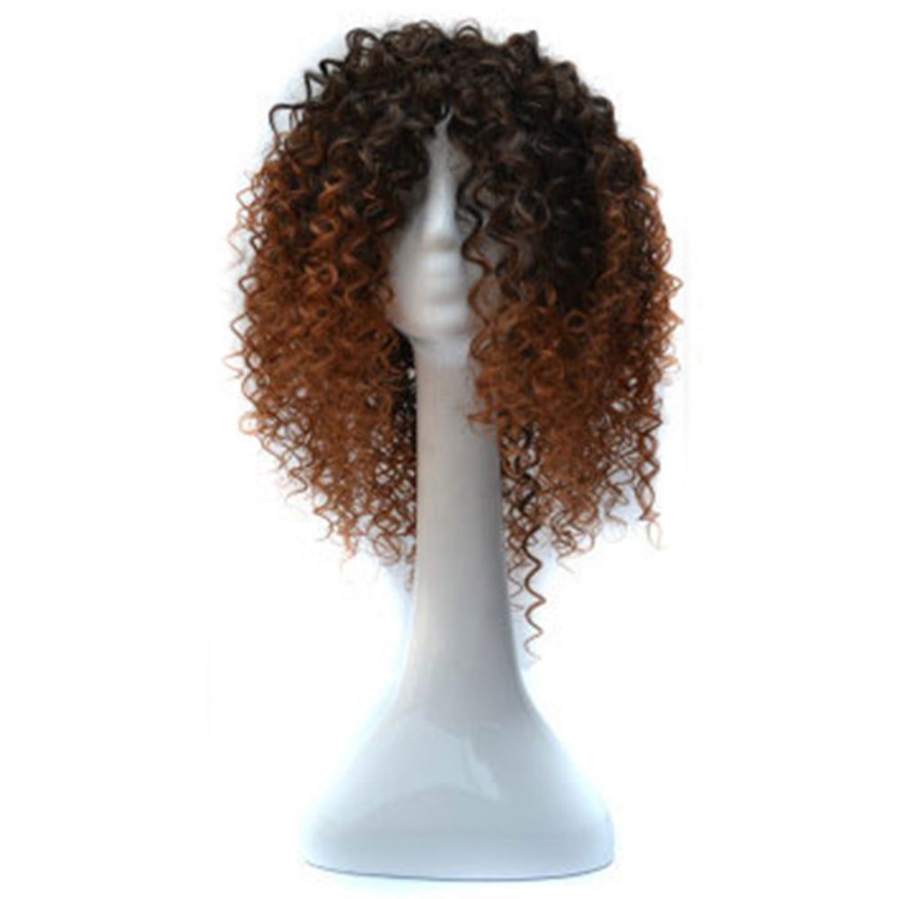 Black Women Synthetic Short Curly Hair African American Mixed Color Wig Cap