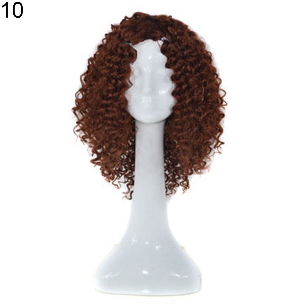 Black Women Synthetic Short Curly Hair African American Mixed Color Wig Cap