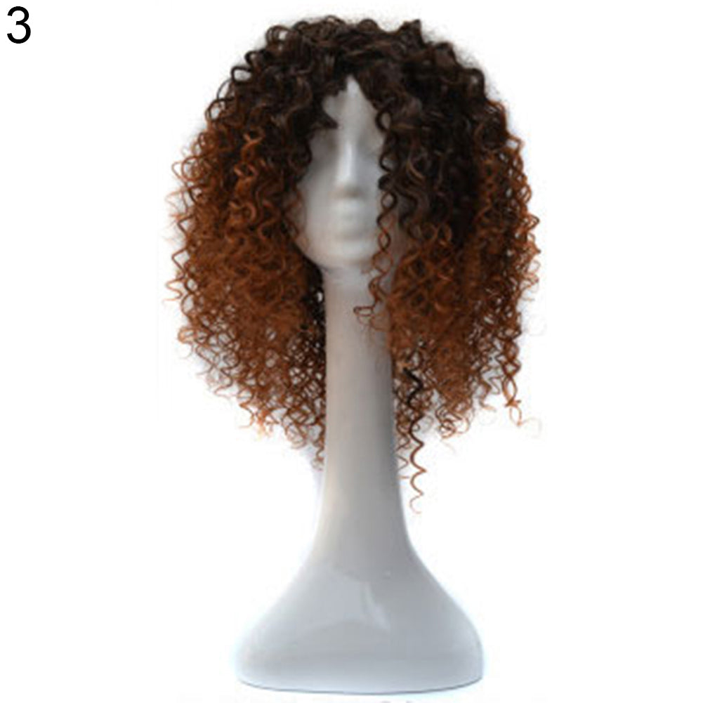Black Women Synthetic Short Curly Hair African American Mixed Color Wig Cap