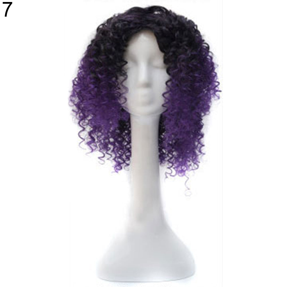 Black Women Synthetic Short Curly Hair African American Mixed Color Wig Cap