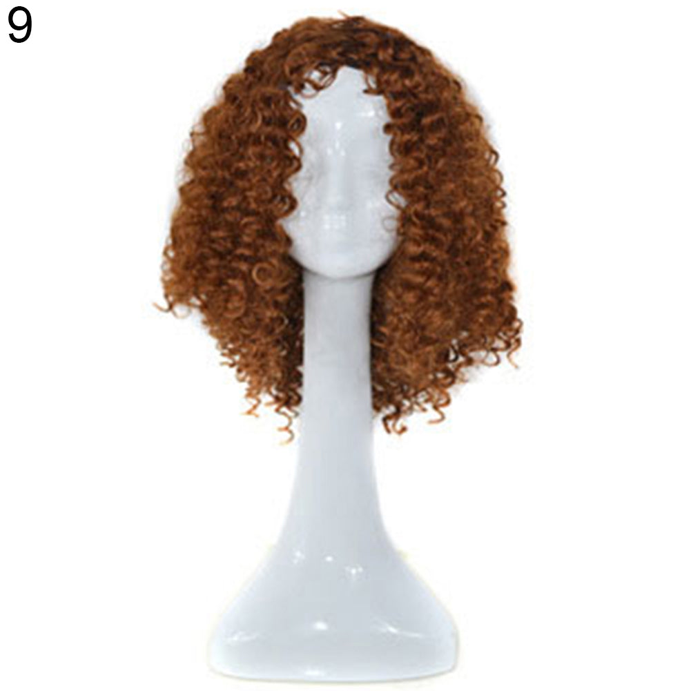 Black Women Synthetic Short Curly Hair African American Mixed Color Wig Cap