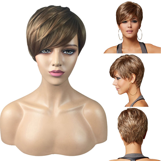Gradient Color High Temperature Fiber Short Women Wig Party Cosplay Faux Hair