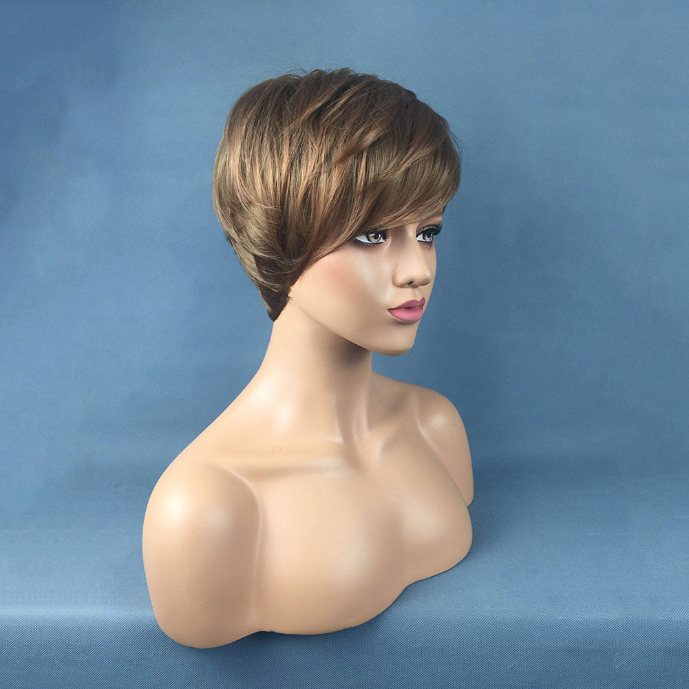 Gradient Color High Temperature Fiber Short Women Wig Party Cosplay Faux Hair