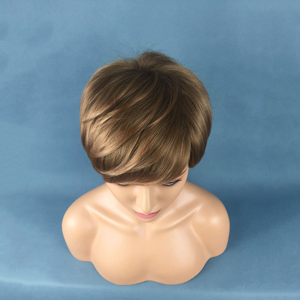 Gradient Color High Temperature Fiber Short Women Wig Party Cosplay Faux Hair