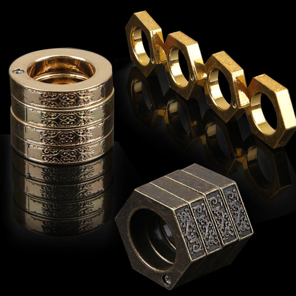 4Pcs Round Hexagon Self-defense Men's Finger Ring Emergency Window Breaker Tool