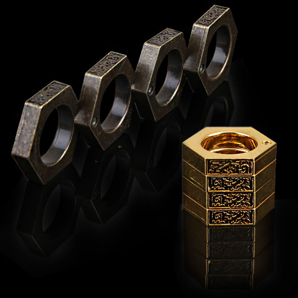 4Pcs Round Hexagon Self-defense Men's Finger Ring Emergency Window Breaker Tool