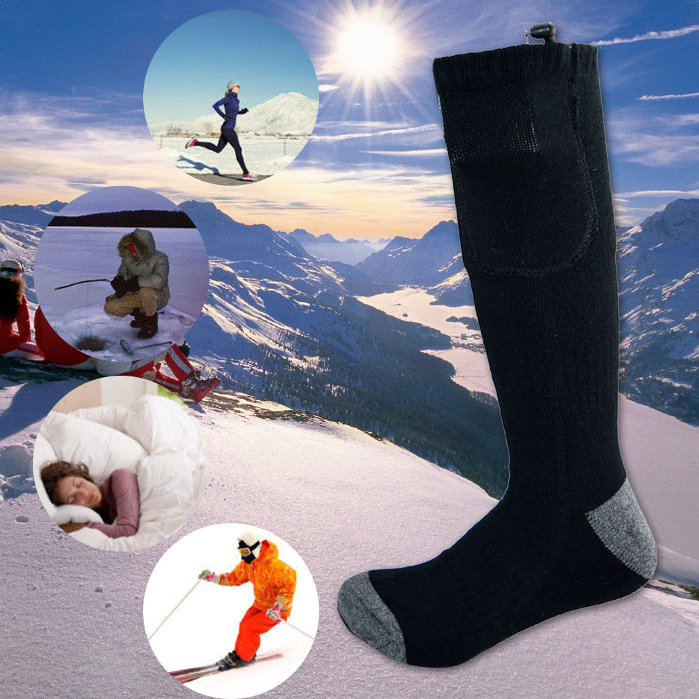 Battery Heated Electric Heating Cotton Unisex Long Socks Winter Foot Warmer