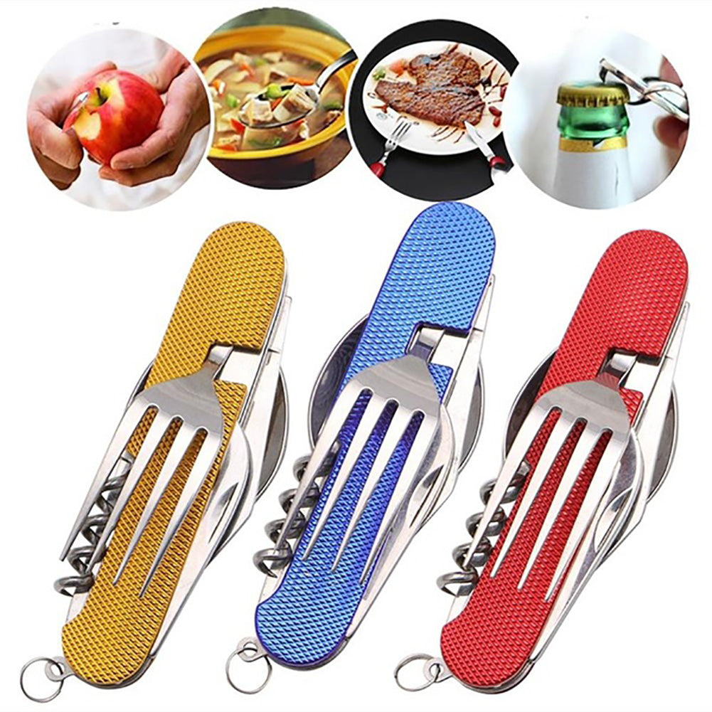 Multifunction 3-in-1 Outdoor Travel Camping Hiking Folding Spoon Fork Knife