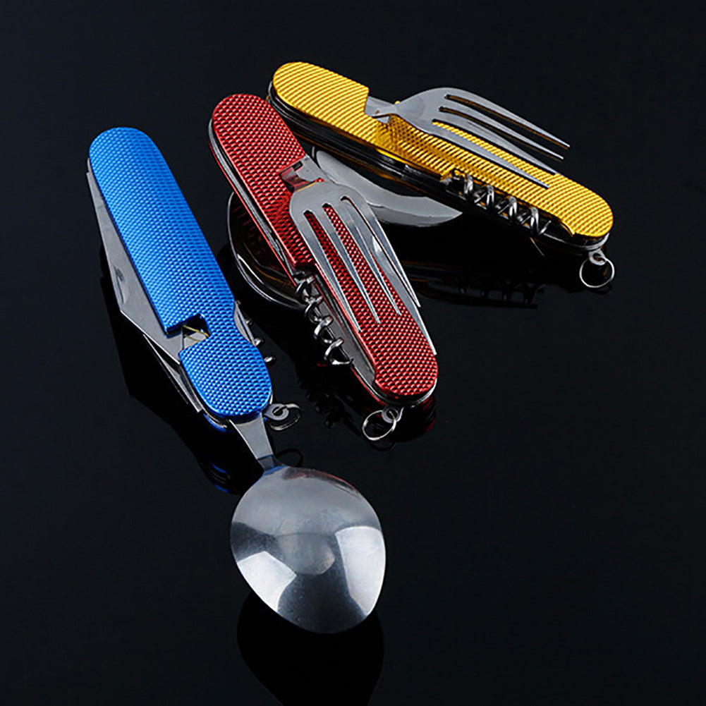 Multifunction 3-in-1 Outdoor Travel Camping Hiking Folding Spoon Fork Knife