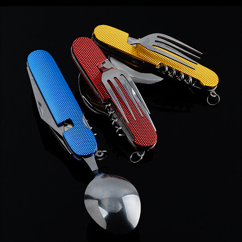 Multifunction 3-in-1 Outdoor Travel Camping Hiking Folding Spoon Fork Knife